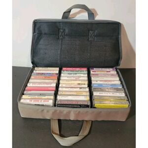 Vtg Cassette Accessory Bag Grey Coast Carry Handle Canvas Exterior Foam Holds 30